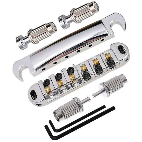 Portable Saddle Bridges Roller Saddle Bridge Guitar Replacement Bridge Kit Silver