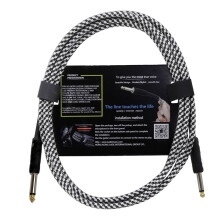 Guitar Lead/Instrument Cable, 3 Meters Profession Noiseless Gold Black and white 3m