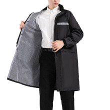 High Visibility Long Rain Construction Waterproof Rain Jacket Hooded Rain Coat Black XXL