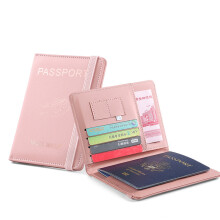 Handy Passport Organizer with Secure Card Pockets Blocking Wallet for Men Pink