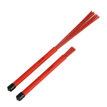 Professional Steel Wire Brush Jazzes Drum Brush with Handle Scalable Drum Brush Red