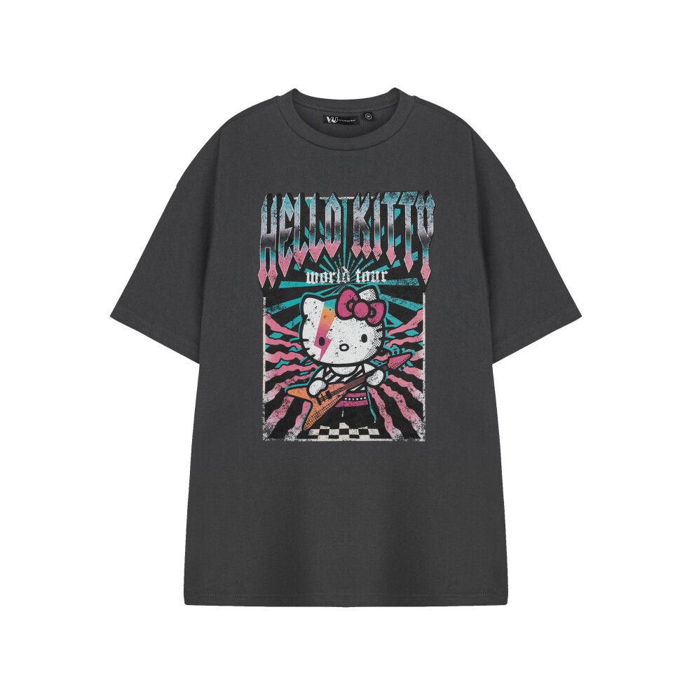 Hello Kitty (Large) Short Sleeved T-Shirt (Womens Grey)