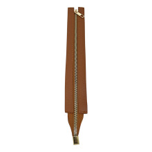 Multifunctional Zippers Heavy Duty PU Leather Zipper Metal Zipper for DIY Bags Brown