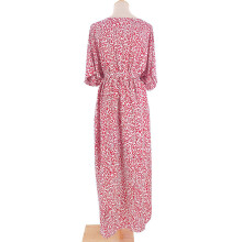 Women Leopard Printed Swimsuit Cover Up V-Neck Beach Dress Bikinis Pink leopard point