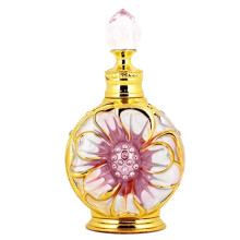 Empty Vintage Perfumes Bottle Container Embossed Pattern Refillable Decoration red flower