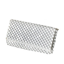 Fashionable Metal Mesh Wrap Handbag Shoulder Bag for Weddings and Parties Silver
