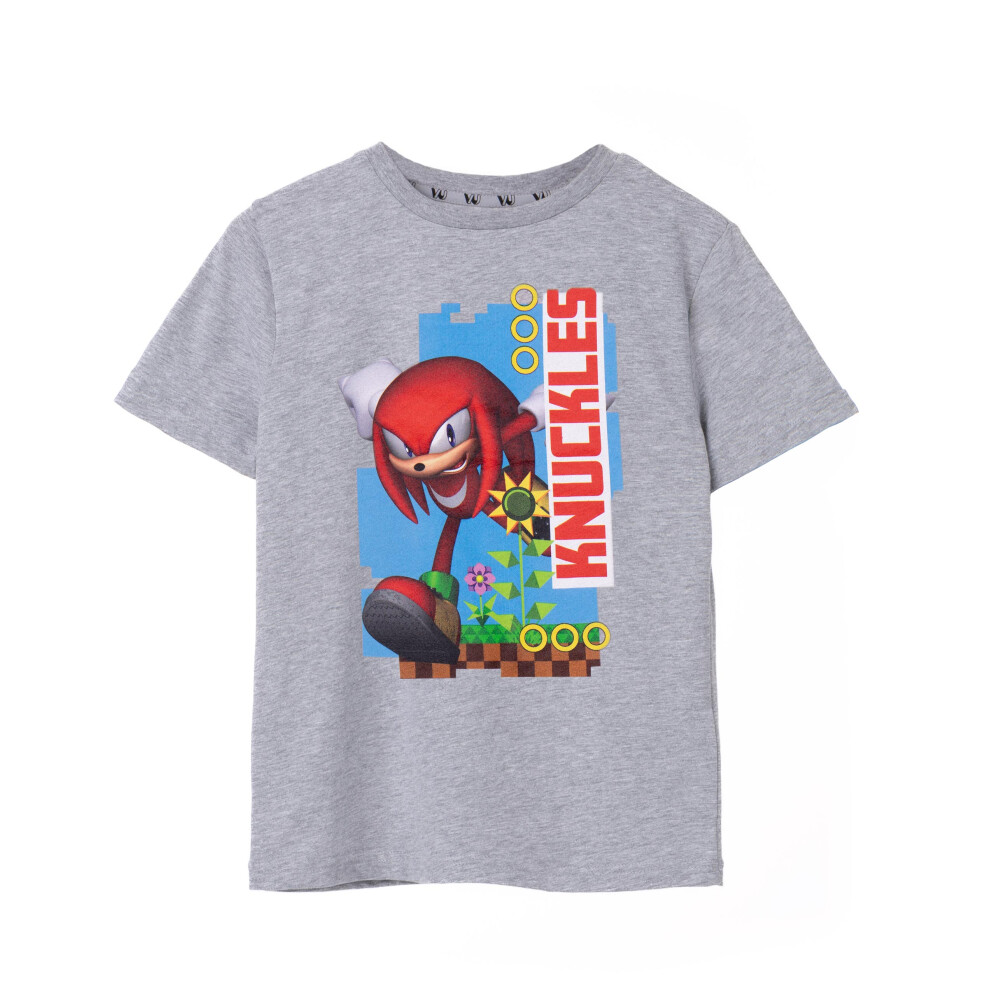 Sonic The Hedgehog (7-8 Years) Short Sleeved T-Shirt (Unisex Kids Grey)