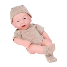 Reborns Pouting Doll Girl with Sweater &Hat Realistic Baby Doll for coffee polka dots
