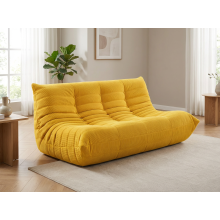 Sofá 3 plazas Togo, ergonómico, 160x100x72 cm, pana amarilla, 350 kg