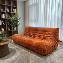Sillón relax 3 plazas, ergonómico, 160x100x72 cm, naranja chenilla