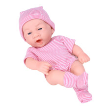 Reborns Pouting Doll Girl with Sweater &Hat Realistic Baby Doll for Kids Gift pink stripes
