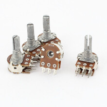 B50K Type B 50K Ohm 6 Terminal Dual Linear Taper Potentiometer 5 Pcs