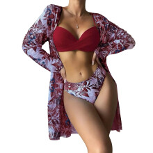 Womens Tassel Sleeveless Dress Hollow Out Swimwear Shawl Vacation Bikinis Cover Deep red M