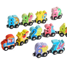 Wood Train Set with Numbers 11/12 Pieces Train Car Count & Color Toy C
