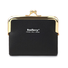 Stylish Women's Short Wallet Money Bag Change Pocket Coin Clutch Purse for Women Black