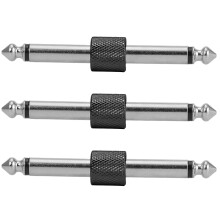 3Pcs Pedal Coupler 1/4 Male to Male Coupler Jack Plug Adapter Straight Connector Black