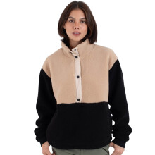 (M, Black) Hurley Womens Comfort High Pile Button Up Half Zip Fleece