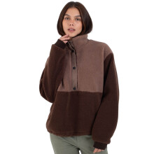 (S, Chocolate) Hurley Womens Comfort High Pile Button Up Half Zip Fleece