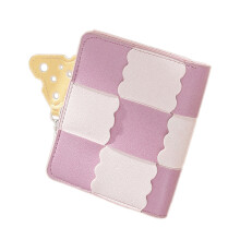 Leather Credit Card Bank Card Holder Woven Wallet for Women Girl Fashion Purse Pink