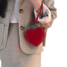 Cute Heart Shaped Coin Purse Wallet Small Card Holder with Wrist Strap