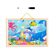 Hangable Puzzle Wooden Puzzle Board Game Kids Early Learning Toddler Drawing Ocean style
