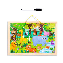 2-in-1 Puzzle Drawing Board Toy Child Fine Motor Skill Jigsaw Kindergarten animal models