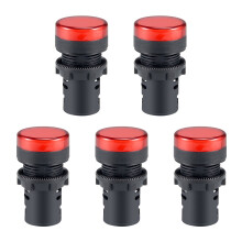 5Pcs Red Indicator Light AC/DC 24V, 22mm Panel Mount, for Electrical Control Panel, HVAC, DIY Projects