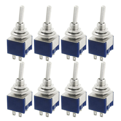 8 Pcs AC 125V 6A Amps ON/ON 2 Position DPDT Toggle Switch