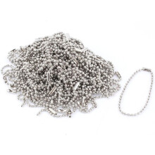 Ball Bead Link Chain with Connector Holders Roll for ID Badge Tag Key Chain Adjustable 6 Inch Long 2.4mm Bead Dia, 100 Pcs Stainless Steel