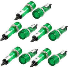 10 Pcs DC 12V Recessed Green Pilot Light Signal Indicator Lamp