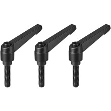M8 x 32mm Handle Adjustable Clamping Lever Thread Push Button Ratchet Male Threaded Stud Knobs Rotating Screw Handles Bolts with Locking Lever Black 3