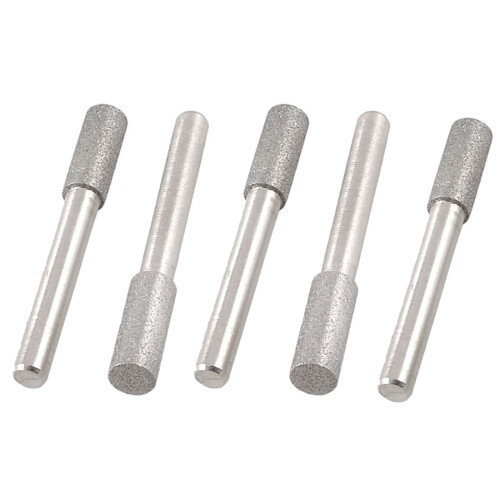 5 Pcs Cylindrical Head Shank Diamond Mounted Points File 8mmx20mmx6mm