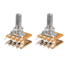 2 Pcs Knurled Shaft Dual Taper Linear Potentiometer 50K Ohm B50K