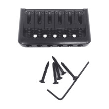 Guitar Bridge with Screws & Wrench Fixed Hardtail Bridge Saddle Guitar Parts Black