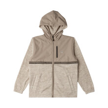(12 Yrs, Oatmeal Heather) Billabong Kids Boundary Lite Zip-Up Hoodie Sweatshirt Jumper Full Zip Pockets