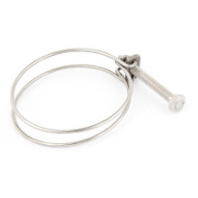 80mm-90mm Adjustable Silver Tone Metal Double Wire Hose Clamp