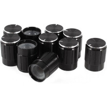 10 Pcs Black 6mm Knurled Dia. Potentiometer Control Knobs 13mmx17mm