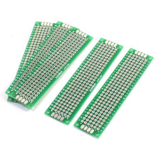 5pcs Green 2.54mm Hole Pitch 8x2cm Double-Sided Glass Fiber PCB Board