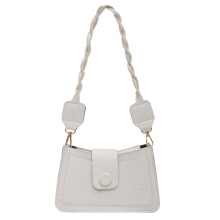 Retro Embossed Clutch Shoulder Bag Underarm Bags Small Handbag for Women Girl White