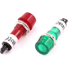AC/DC 24V Recessed Signal Indicator Pilot Lamp 2 Pcs Red Green Light