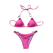 Women's Triangle-Bikini Set Ladies 2 Pieces Swimsuit O-ring String Halter Glitter XL