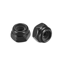 Hex Lock Nuts - M2.5 x 0.45mm Carbon Steel Nylon Insert Self-Locking Nuts for Fasteners, 100Pcs Black
