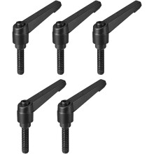 5pcs Adjustable Clamping Lever Handle M8 x 32mm Metric Black Oxide Carbon Steel Male Threaded Stud Hand Knobs Ratchet Rotating Screw Handles Bolts wit