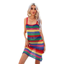 Knitted Cover-Ups for Swimwear Women Knit Beach Cover Up Dress Summer Beachwear M