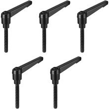 5pcs Adjustable Clamping Lever Handle M6 x 32mm Metric Black Oxide Carbon Steel Male Threaded Stud Hand Knobs Ratchet Rotating Screw Handles Bolts wit