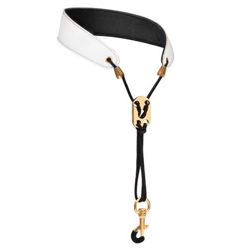 Adjustable Saxophone Neck Strap Padded Comfortable Leather Shoulder Harness White