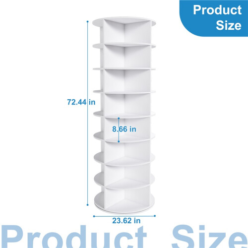 (8 floors, circular shape) 8-Tier Rotating Shoe Rack Tower - White 2