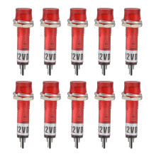 Signal Indicator Dash Light DC 12V, LED Bulbs XD7-1 Red, 7mm 9/32-inch Panel Mount 10Pcs