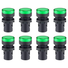 8Pcs Green Indicator Light AC/DC 110V, 22mm Panel Mount, for Electrical Control Panel, HVAC, DIY Projects