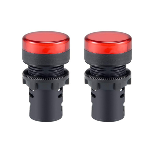 2Pcs Red Indicator Light AC 380V, 22mm Panel Mount, for Electrical Control Panel, HVAC, DIY Projects